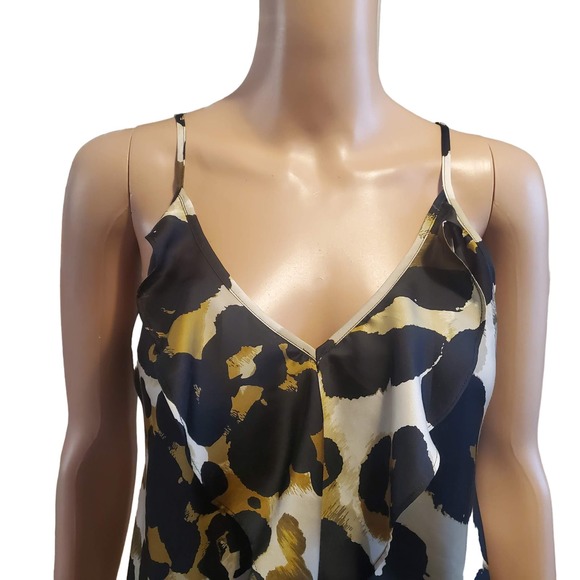 Cabi Size M 174 Ingenue Cami Tank Top Ruffle Adjustable Straps Animal Print - Picture 2 of 9